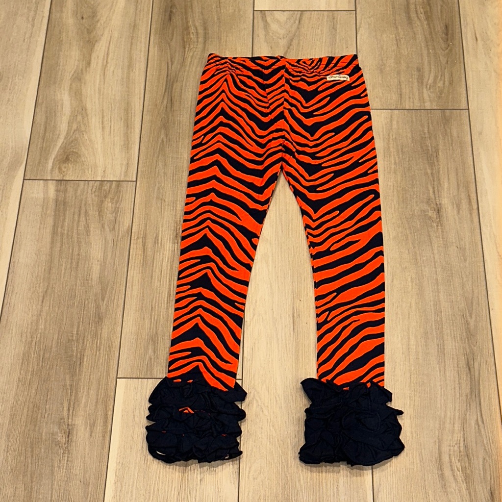 Nwot Sew Sassy Boutique Girls Size 8 Stretch Ruffle Leggings Animal Stipe
